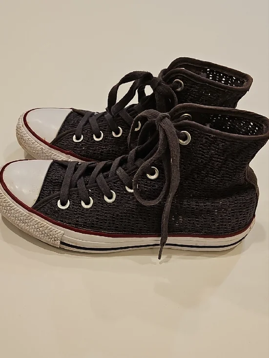 Converse Knit Pattern Gray High Top Mesh Sneakers Size 7 Women's - Picture 4 of 9